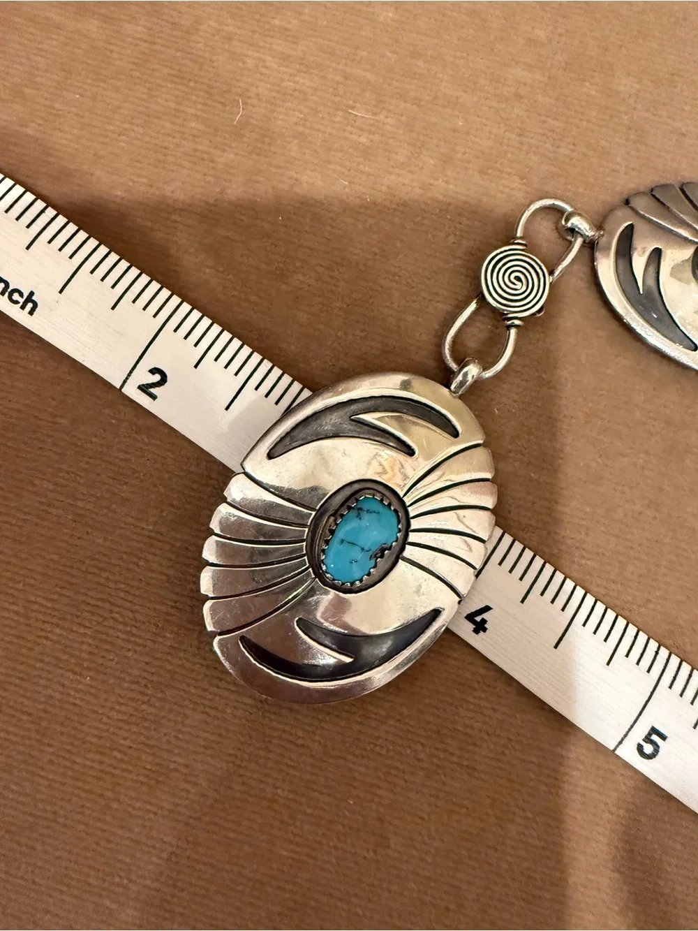 Jerry Cowboy Navajo signed Sterling Silver & Turquoise Accent Concho Belt